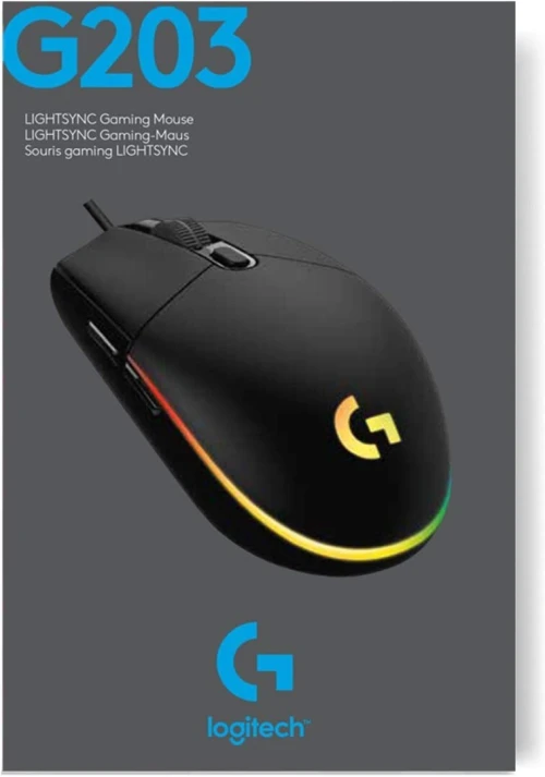 Souris Logitech Gaming G203 LIGHTSYNC USB 6 Boutons Programmables, Capteur Niveau Gaming, 8 000 PPP