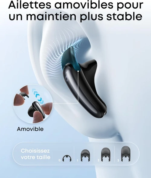 Airpods Soundcore Anker Liberty Buds , Semi Intra Auriculaires, ailettes Amovibles, Annulation de Bruit adaptative en Temps réel, Charge Rapide, Bluetooth sans Fil, Traduction, 30h d'autonomie