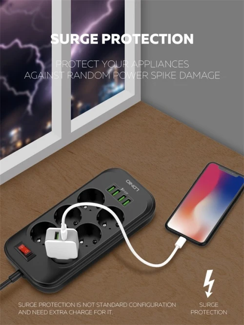 Rallonge Multiprise 2M Câble 6 Prise + 4 USB LDNIO SE6403