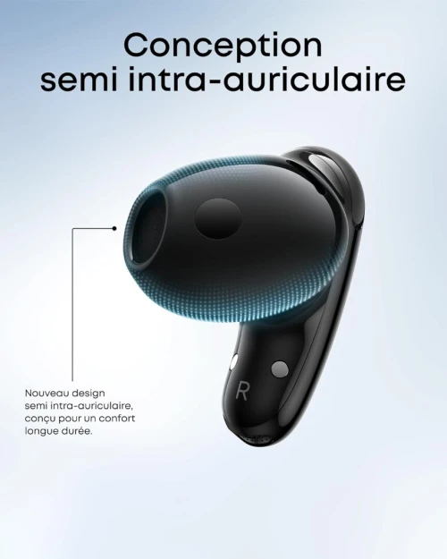 Airpods Soundcore Anker Liberty Buds , Semi Intra Auriculaires, ailettes Amovibles, Annulation de Bruit adaptative en Temps réel, Charge Rapide, Bluetooth sans Fil, Traduction, 30h d'autonomie