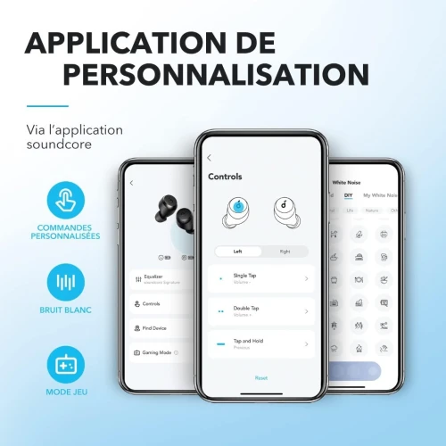 Airpods Anker Life A20i Écouteurs Bluetooth sans Fil Autonomie 28H 2 Microphones IA Bluetooth 5.3
