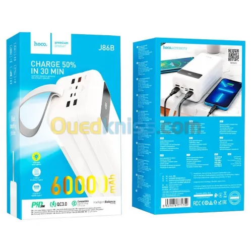Power bank Hoco J86b 60000mah 22.5W Charge Rapide Qualcomm QC3.0 & PD3.0
