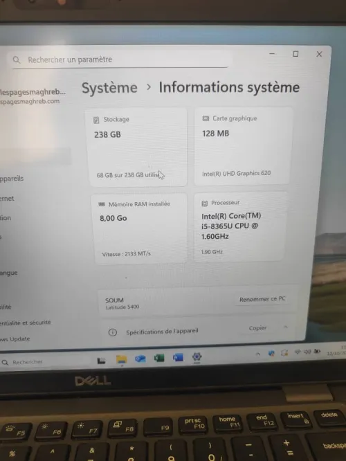 DELL LATITUDE 5400 | 256 SSD | 8 GO RAM | I5 8émé 1.6Ghz