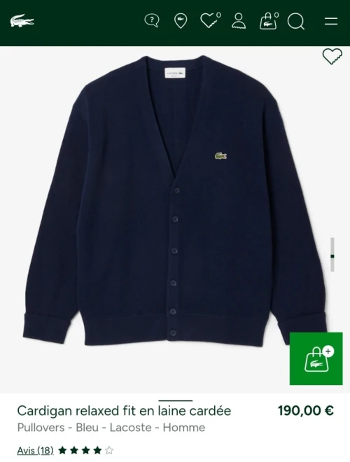 Cardigan Lacoste Original Taille M