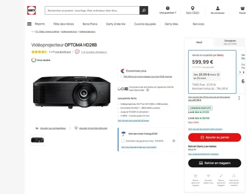 Vidéoprojecteur Optoma HD28B
