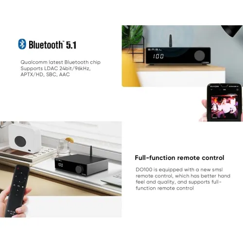 SMSL DO100 Double DAC 2 x ES9038Q2M XMOS + Bluetooth 5.0 aptX HD LDAC 32bit 768kHz DSD512