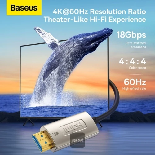 Baseus Cable fibre optique HDMI vers HDMI 4K 10M HDMI 2.0 4K @ 60Hz * UHD Haute Vitesse 18 Gbps