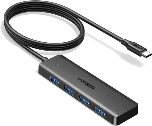 UGREEN Hub USB C vers 4 USB 3.0 Transfert Haute Vitesse 5Gbps Hub Multiport USB Compatible avec MacBook iMac Surface XPS PC Ordinateur Portable Disque Dur Clavier Souris ( Cable 1 mètre )