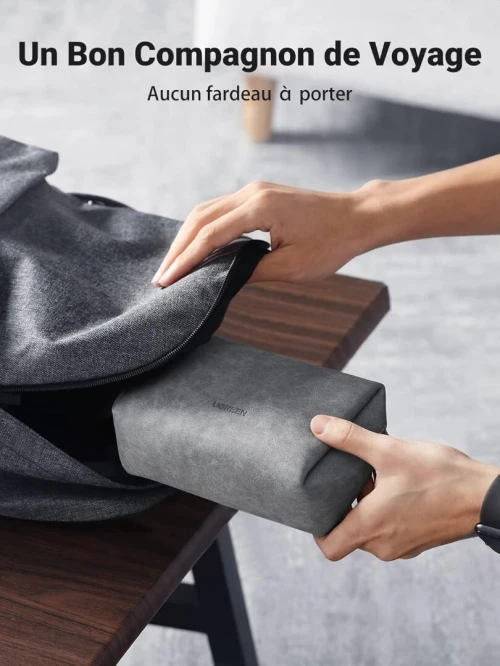 UGREEN Sac Rangement Accessoires Électroniques MacBook Étanche Câbles Organisateur Pochette Léger pour Câbles, Chargeur, Écouteur, Disque Dur, Switch, Mp4, Batterie Externe, Cartes Mémoires, Clé USB