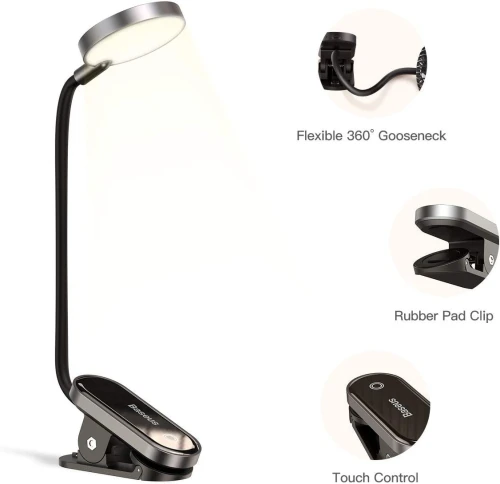Baseus Clip Booklite Lampe De Lecture tactile sans fil rechargeable par USB
