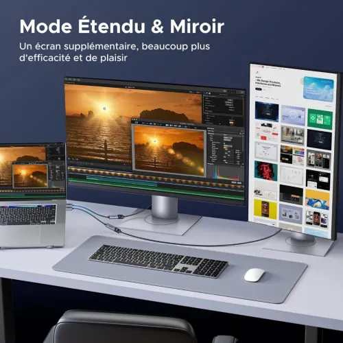 UGREEN Adaptateur DisplayPort vers HDMI 8K 60Hz - 4K 240Hz HDR10 - Convertisseur DP Mâle vers HDMI Femelle Unidirectionnel - Câble en Nylon Tressé 20CM Compatible avec Laptop HDTV Moniteur Projecteur