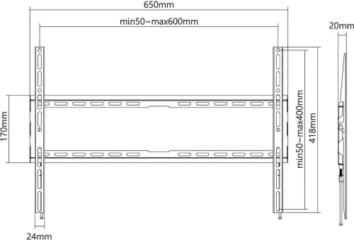 NorStone FIX 3780 - Support TV Mural FIX - 45 Kg - De 37" À 80"