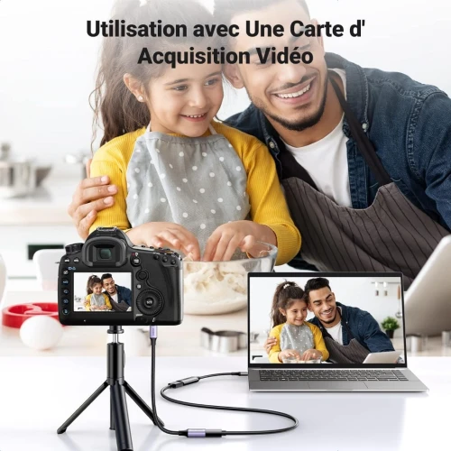 UGREEN Adaptateur Micro HDMI Mâle vers HDMI Femelle 4K 60Hz  Nylon Tressé Supporte 3D Ethernet  25CM