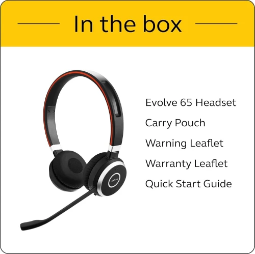 Jabra Evolve 65 Micro-casque sans fil stéréo pro réduction bruit Bluetooth certifié Microsoft Teams