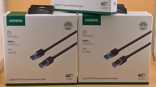 UGREEN Cat 8 Cable Ethernet Réseau RJ45 Super Débit 40Gbps 2000MHz Nylon Tressé Double Blindage