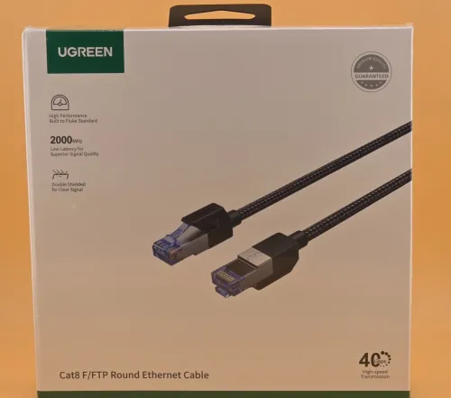 UGREEN Cat 8 Cable Ethernet Réseau RJ45 Super Débit 40Gbps 2000MHz Nylon Tressé Double Blindage