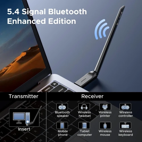 UGREEN Adaptateur WiFi Bluetooth USB 2-en-1 WiFi 6 AX900 Bluetooth 5.4 antenne à gain élevé 6dBi 