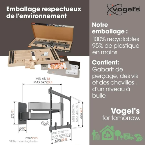 Vogel's Elite 5855 Ultra Fort Support TV pivotant 120 Jusqu'à 100" & 75 KG  VESA 600x400