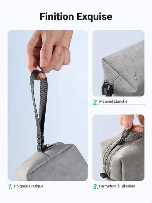 UGREEN Sac Rangement Accessoires Électroniques MacBook Étanche Câbles Organisateur Pochette Léger pour Câbles, Chargeur, Écouteur, Disque Dur, Switch, Mp4, Batterie Externe, Cartes Mémoires, Clé USB