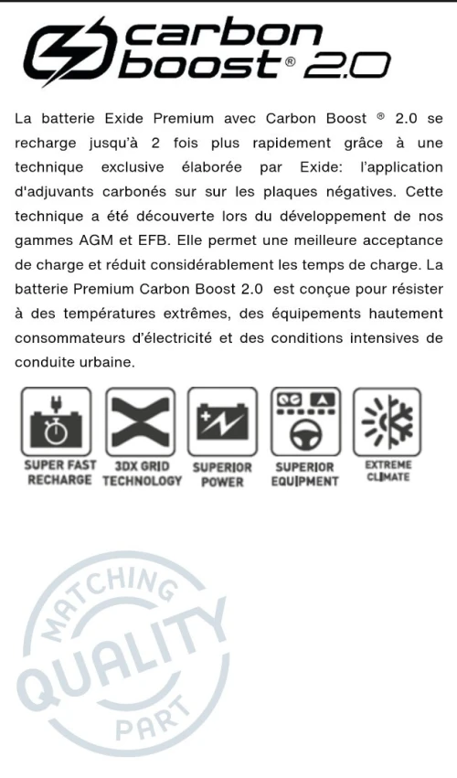 Batterie EXIDE 70ah 760 a(en) efb