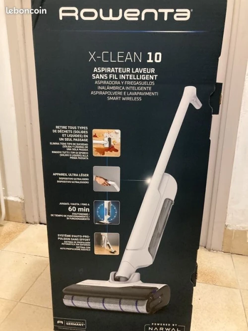 Rowenta X-Clean 10, Aspirateur Laveur sans fil, Design Plat 180, Auto-Nettoyage et séchage