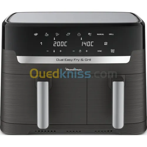 Moulinex Easy Fry Dual Friteuse sans huile, Cap8,3 L, Jusqu'à 8 personnes, 7 programmes auto digital