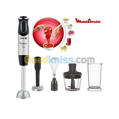 Moulinex Mixeur Plongeur Quickchef 4En1- 10 Vitesses, 1000W- Dd65H810-Noir-Inox