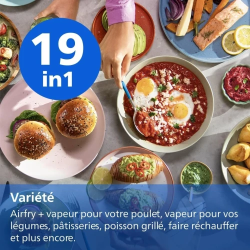 Philips Airfryer Série 5000 cuisson vapeur, 9L, 19 modes cuisson, AirSteam, nettoyage vapeur, HomeID