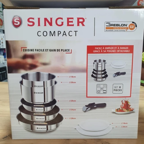 Batterie de cuisine Singer Compact 8 pièces tout feux dont induction inox Original