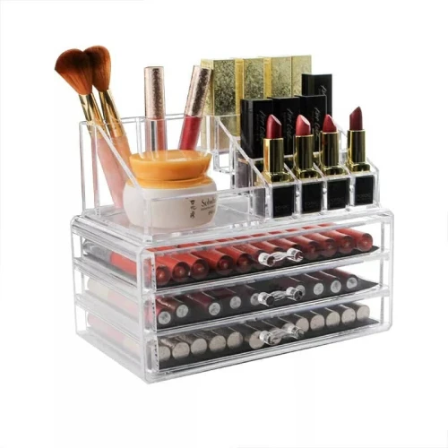 صندوق منظم المكياج و المجوهرات Boîte de rangement de maquillage acrylique avec 3 tiroirs