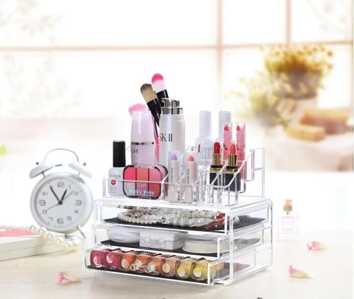 صندوق منظم المكياج و المجوهرات Boîte de rangement de maquillage acrylique avec 3 tiroirs