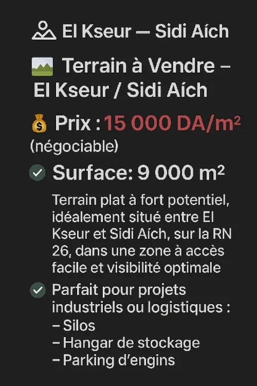 Vente Terrain Béjaïa Sidi aich