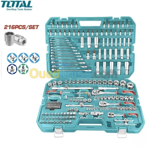 Caisse à outils clés et douilles et embouts 216 pcs TOTAL
