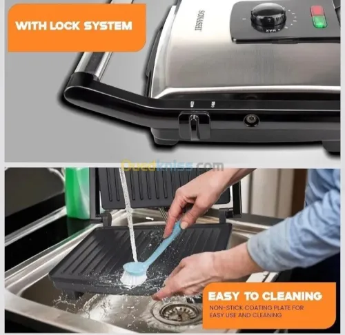 Panineuse et Grill Électrique 2000W avec Fonction Contrôle de la température INOX - بانينوز