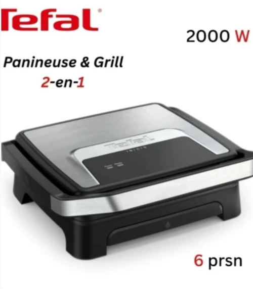 Panineuse et Grill Électrique TEFAL 2En1 2000W avec Plaques Antiadhésives