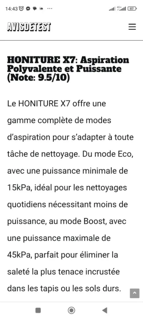 Aspirateur sans fil marque honiture x7 très puissant et robuste neuf jamais utilisé venu de France 