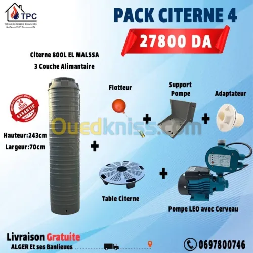 Pack citerne 800L  pompe normal