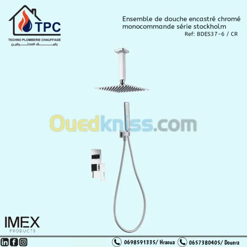 Colonne de douche IMEX Chromé Monocommande Série Stockholm