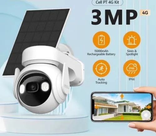 IMOU cellule PT 4G avec panneau solaire Plus Carte Sim 3MP 15000mAh batterie Original