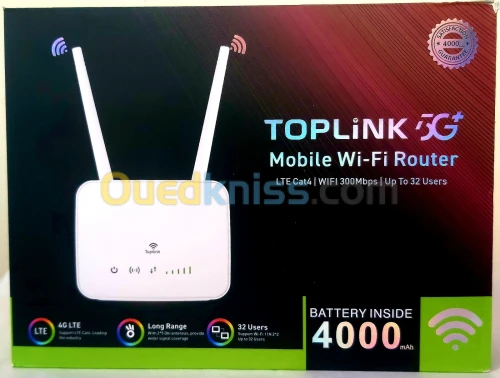 MODEM TOPLINK ROUTER 5G+ MOBILE Wi-Fi POUR TOUTE LES RESEAU AVEC BATTERIE 4000MHA