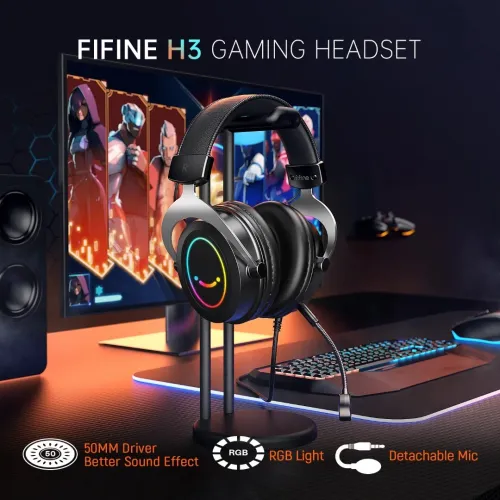 Casque Fifine H3 Gaming Headset PS5, Xbox, PC, microphone amovible 3,5 mm