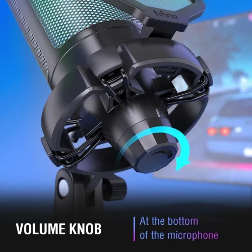 Microphone Fifine A2 AMPLIGAME USB RGB FOR PC,PS5 WITH Quick Mute