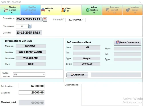 LOGICIEL DE GESTION LOCATION DE VOITURES