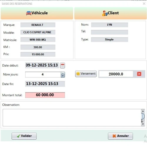 LOGICIEL DE GESTION LOCATION DE VOITURES
