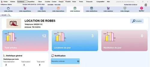 LOGICIEL DE GESTION LOCATION DE ROBES 'TENUES TRADITIONNELLES'