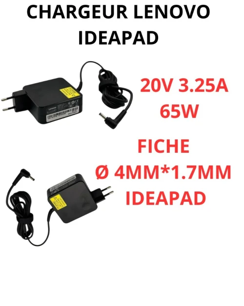 CHARGEUR LENOVO 1ER CHOIX 20V/3.25A  /Ø 4MM*1.7MM  IDEAPAD 65W