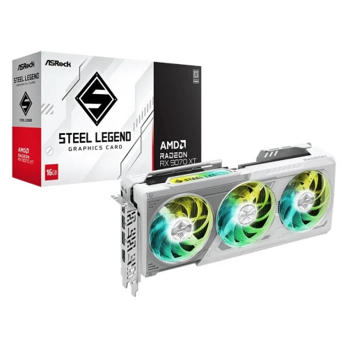 carte graphique ASRock AMD Radeon RX 9070 Steel Legend dotée de 16 Go de mémoire