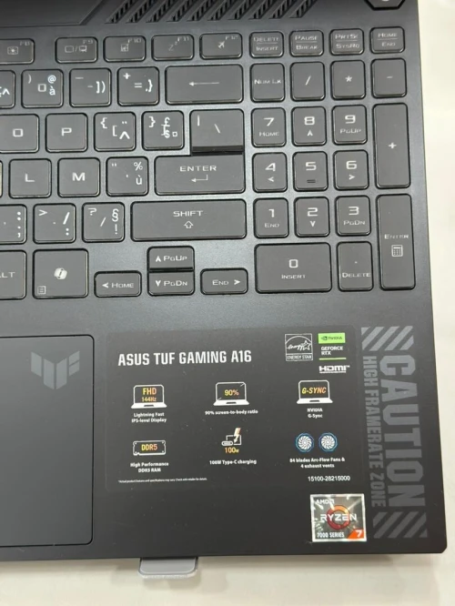 LAPTOP ASUS GAMER TUF GAMING A16 / RYZEN 7 7445HS / 16GB / 512GB SSD / RTX 4050 6G / 16' FHD / NEUF