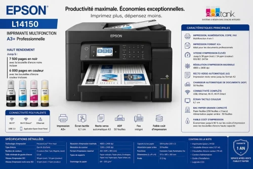 Epson EcoTank L14150 / Imprimante Multifonction A3+ Haute Performance pour Usage Professionnel