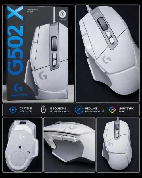 SOURIS USB LOGITECH G502X GAMING 25000 DPI WHITE
